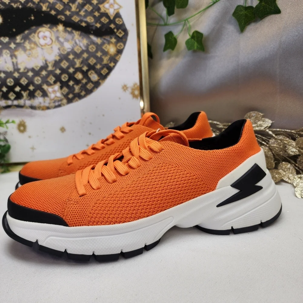 NIB NEIL BARRETT BOLT LACE UP SNEAKER - ORANGE SZ 6/39